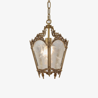 Antique Empire Pendant Lamp Dia 9.1″ x H 11.8″ / Dia 23cm x H 30cm / Frosted white & Brass Chandelier