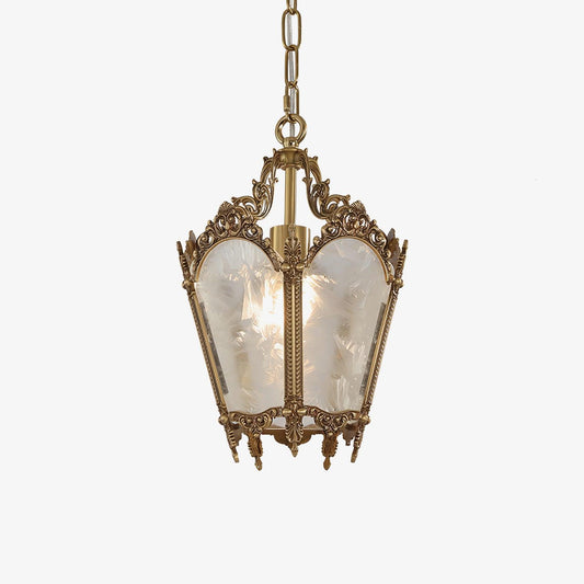 Antique Empire Pendant Lamp Dia 9.1″ x H 11.8″ / Dia 23cm x H 30cm / Frosted white & Brass Chandelier
