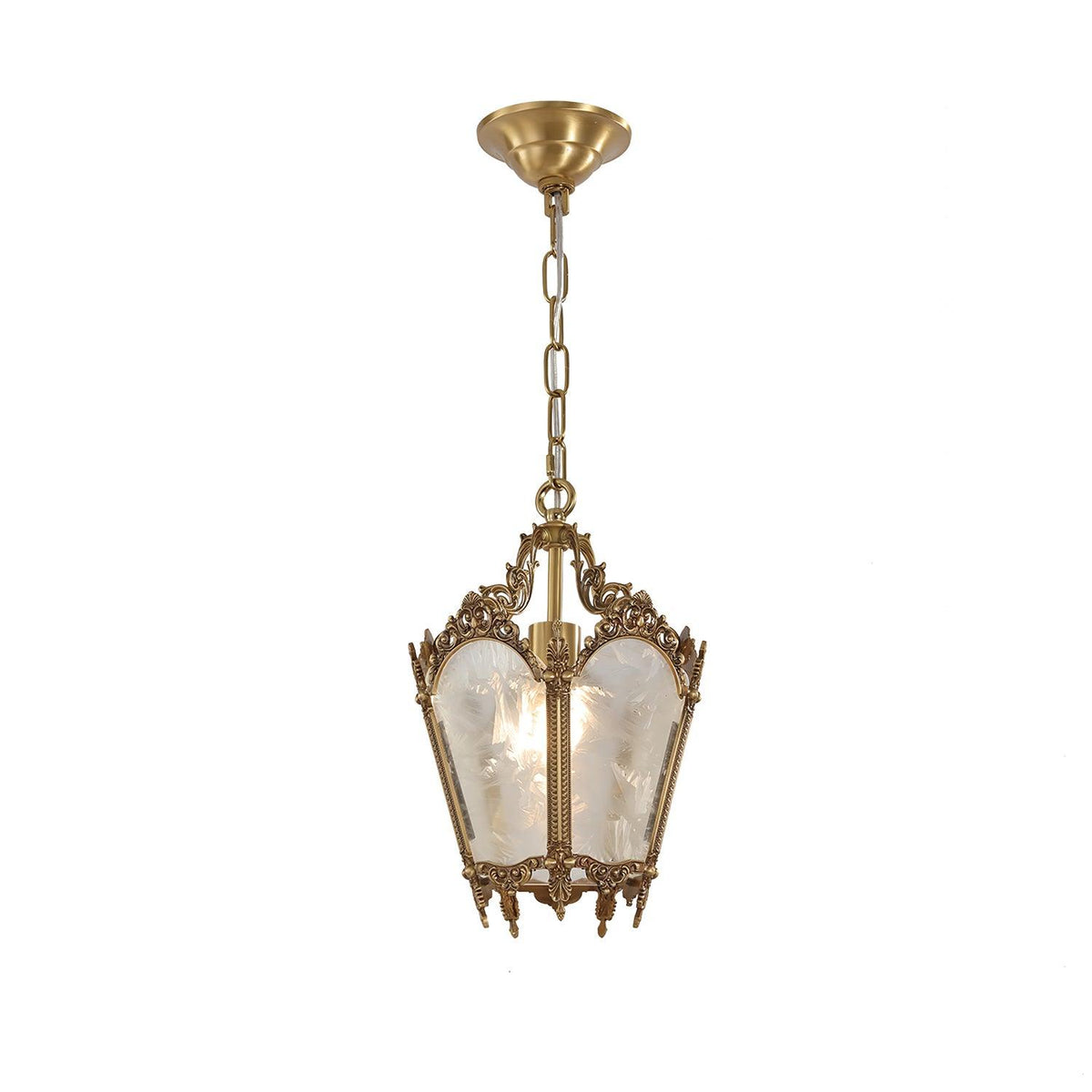 Antique Empire Pendant Lamp Dia 9.1″ x H 11.8″ / Dia 23cm x H 30cm / Frosted white & Brass Chandelier
