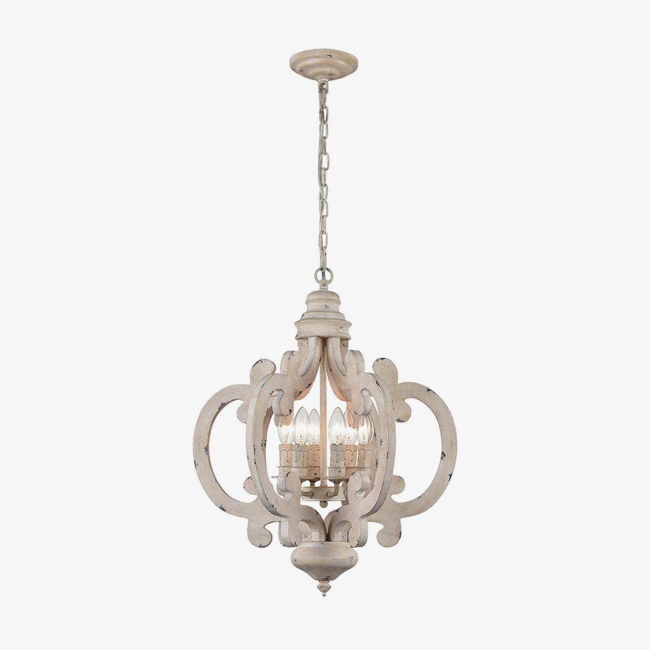 Antique White Style Chandelier Φ 19.7″ x H 24.8″ / Dia 50cm x H 63cm / Antique White Chandelier