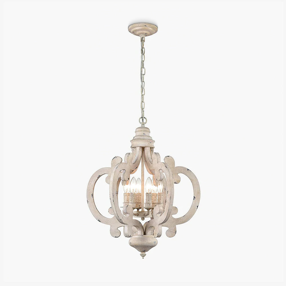 Antique White Style Chandelier Φ 19.7″ x H 24.8″ / Dia 50cm x H 63cm / Antique White Chandelier