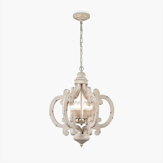 Antique White Style Chandelier Φ 19.7″ x H 24.8″ / Dia 50cm x H 63cm / Antique White Chandelier