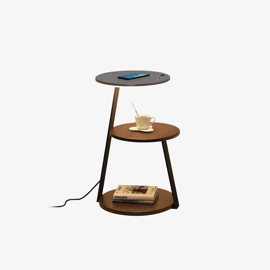 Antony Side Floor Lamp Dia 14.2″ x H 23.6″ / Dia 36cm x H 60cm / Black & Wooden + Silver / US plug Floor lamp