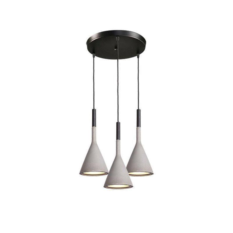 Conical Concrete Pendant Light 3Heads R / Gray Pendant light