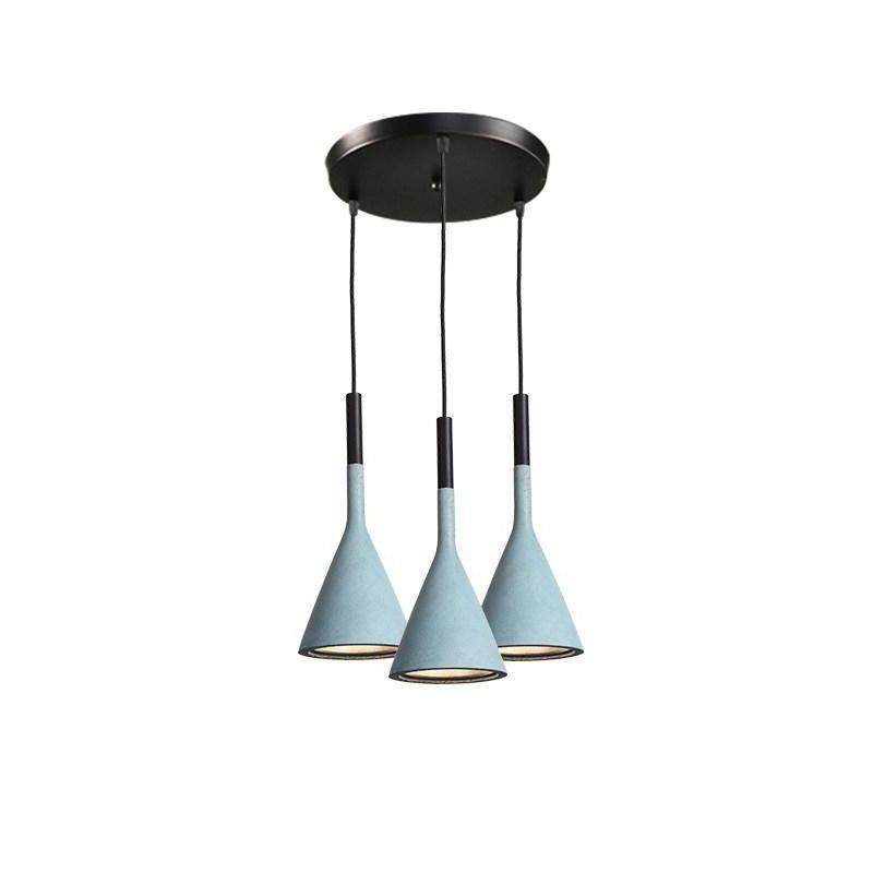 Conical Concrete Pendant Light 3Heads R / Blue Pendant light