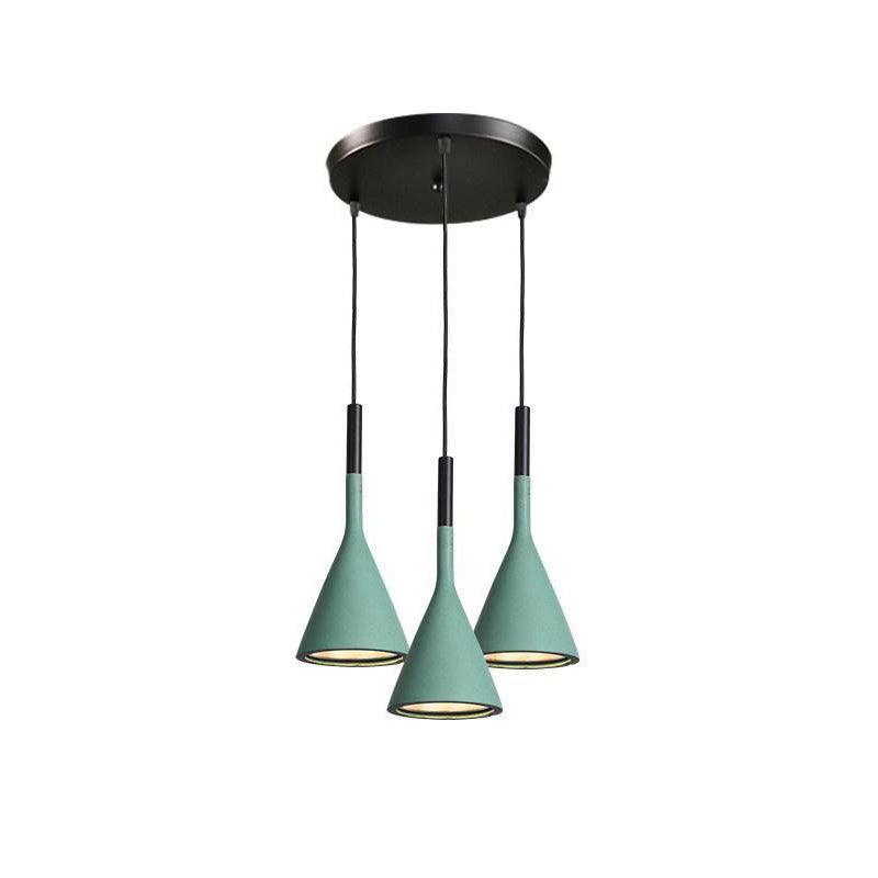 Conical Concrete Pendant Light 3Heads R / Green Pendant light