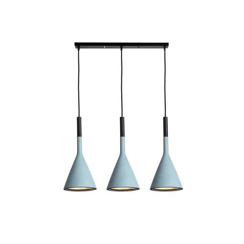 Conical Concrete Pendant Light 3Heads L / Blue Pendant light