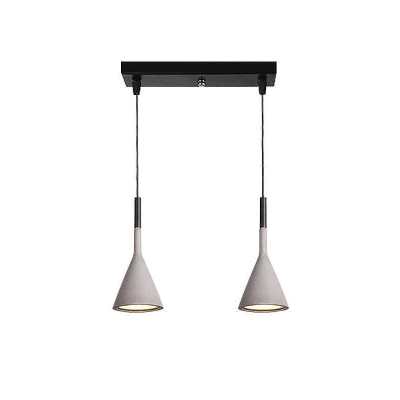 Conical Concrete Pendant Light 2Heads / Gray Pendant light