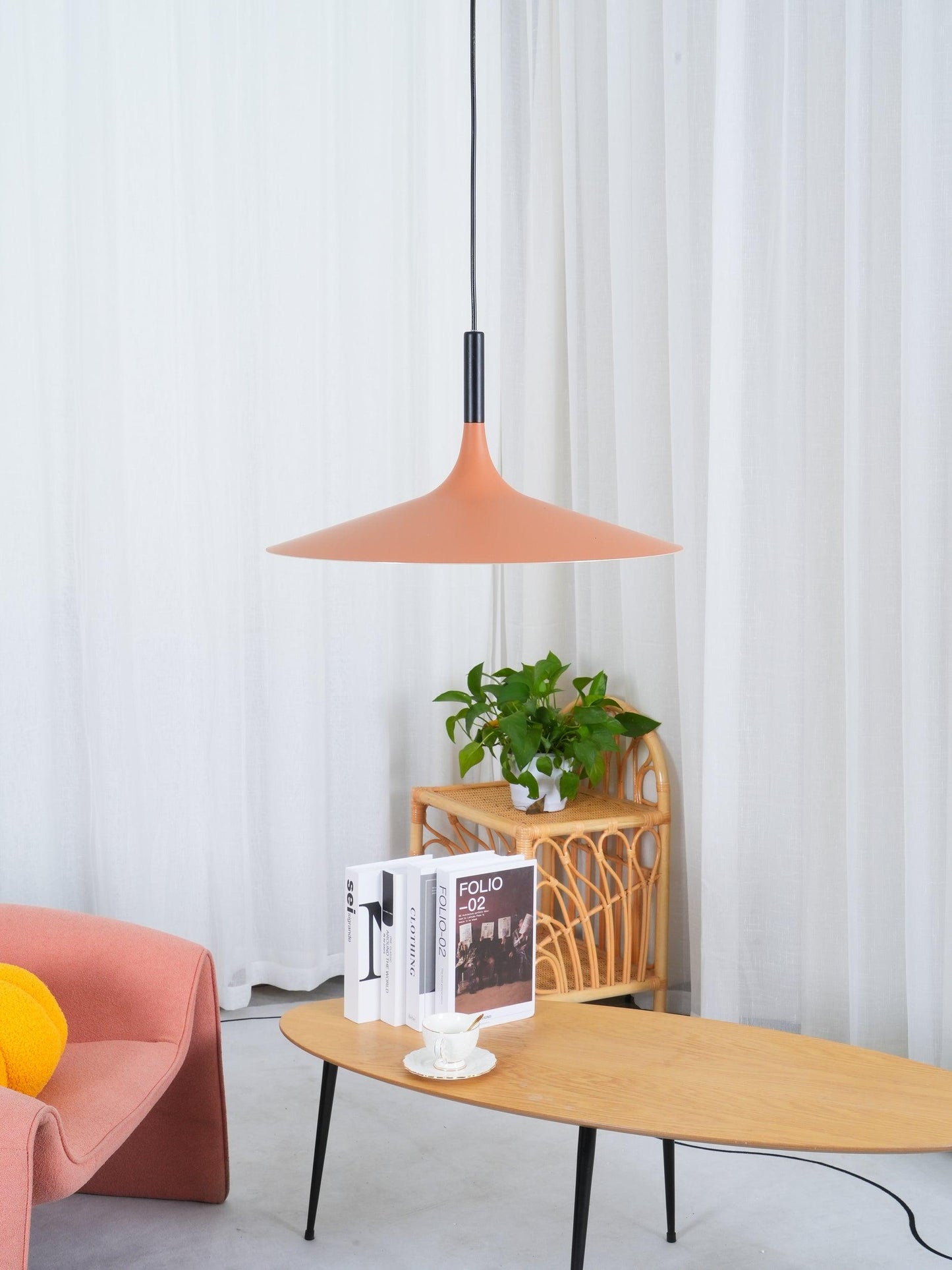 Aplomb Metal Pendant Lamp Φ 17.7″ x H 7″ / Dia 45cm x H 17cm / Orange / Cold Light Pendant light