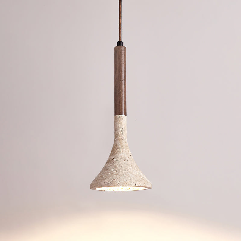 Aplomb Travertine Pendant Lamp Dia 5.1″ x H 11.8″ / Walnut color & Yellow Travertine Pendant light