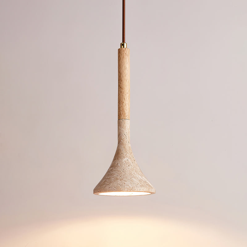 Aplomb Travertine Pendant Lamp Dia 5.1″ x H 11.8″ / Wood color & Yellow Travertine Pendant light