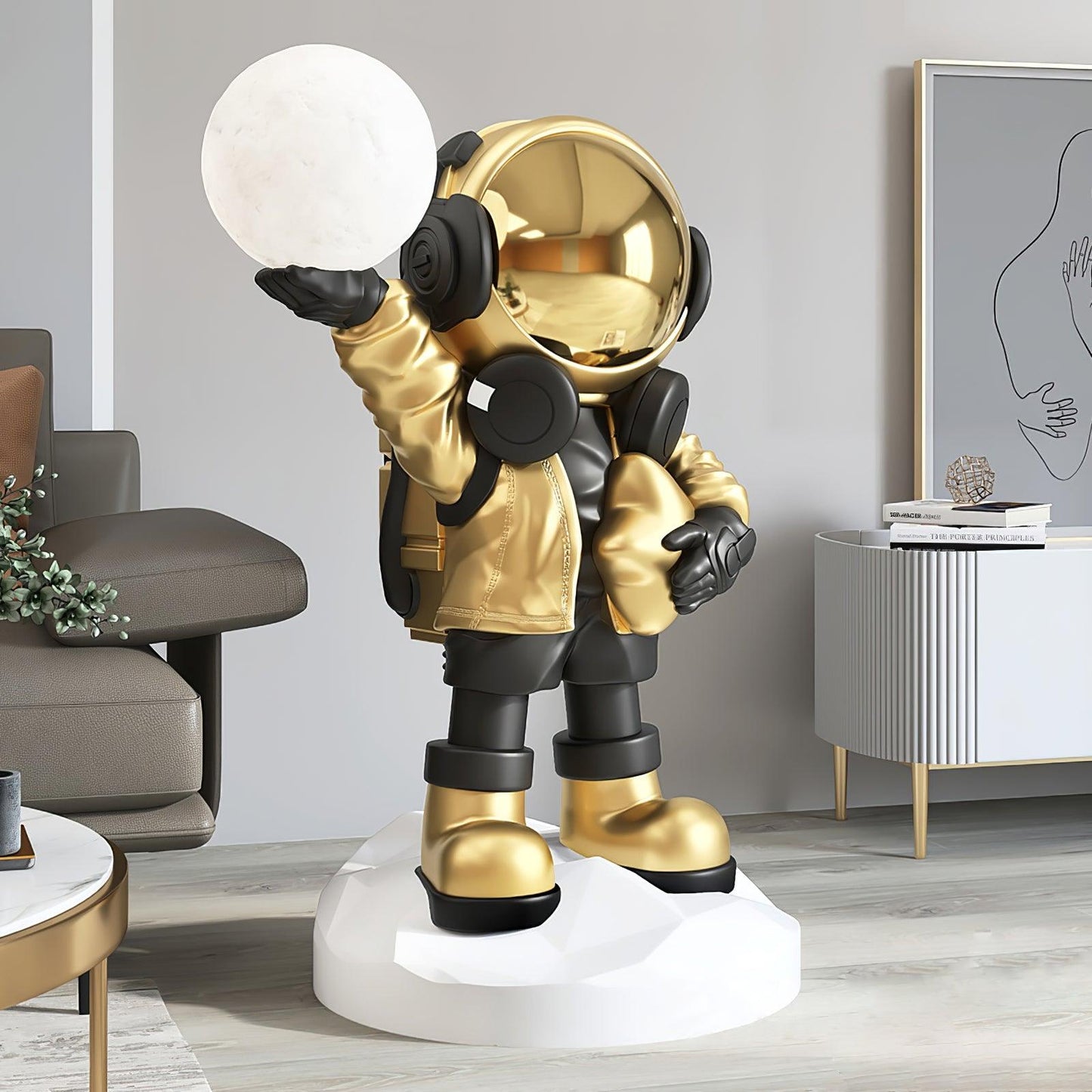 Apollo Astronaut Built-in Battery Floor Lamp Dia 19.6″ x H 29.5″/ Dia 50cm x H 75cm / Gold Floor lamp