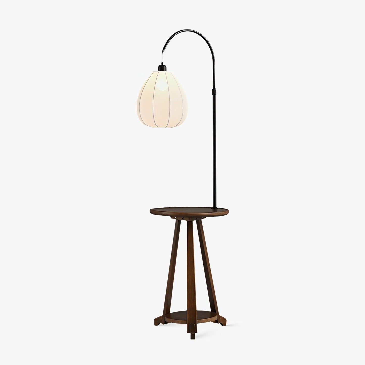 Arc Side Table Floor Lamp Dia 16.5″ x H 66.9″ / Dia 42cm x H 170cm / Walnut color & White / US Plug Floor lamp