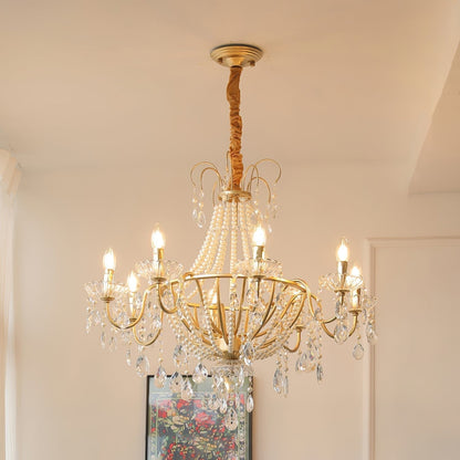 Arcadia Gold Chandelier 8 Heads Dia 30.7″ x H 25.6″ / Gold & Clear Chandelier