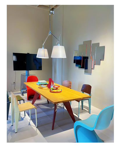 Arcadia Shade Pendant Lamp Dia 47.2″ x H 35.4-51.2″ / Chrome & White Pendant light