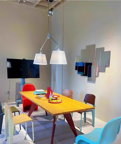 Arcadia Shade Pendant Lamp Dia 47.2″ x H 35.4-51.2″ / Chrome & White Pendant light