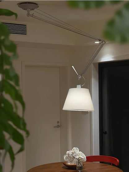 Arcadia Shade Pendant Lamp Dia 47.2″ x H 35.4-51.2″ / Chrome & White Pendant light