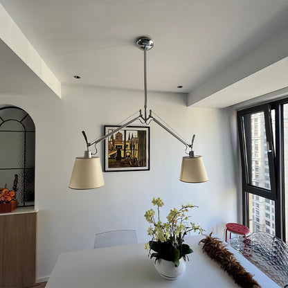 Arcadia Shade Pendant Lamp Dia 47.2″ x H 35.4-51.2″ / Chrome & White Pendant light