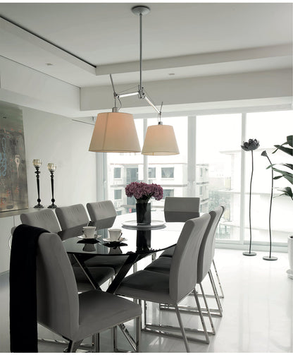 Arcadia Shade Pendant Lamp Dia 47.2″ x H 35.4-51.2″ / Chrome & White Pendant light