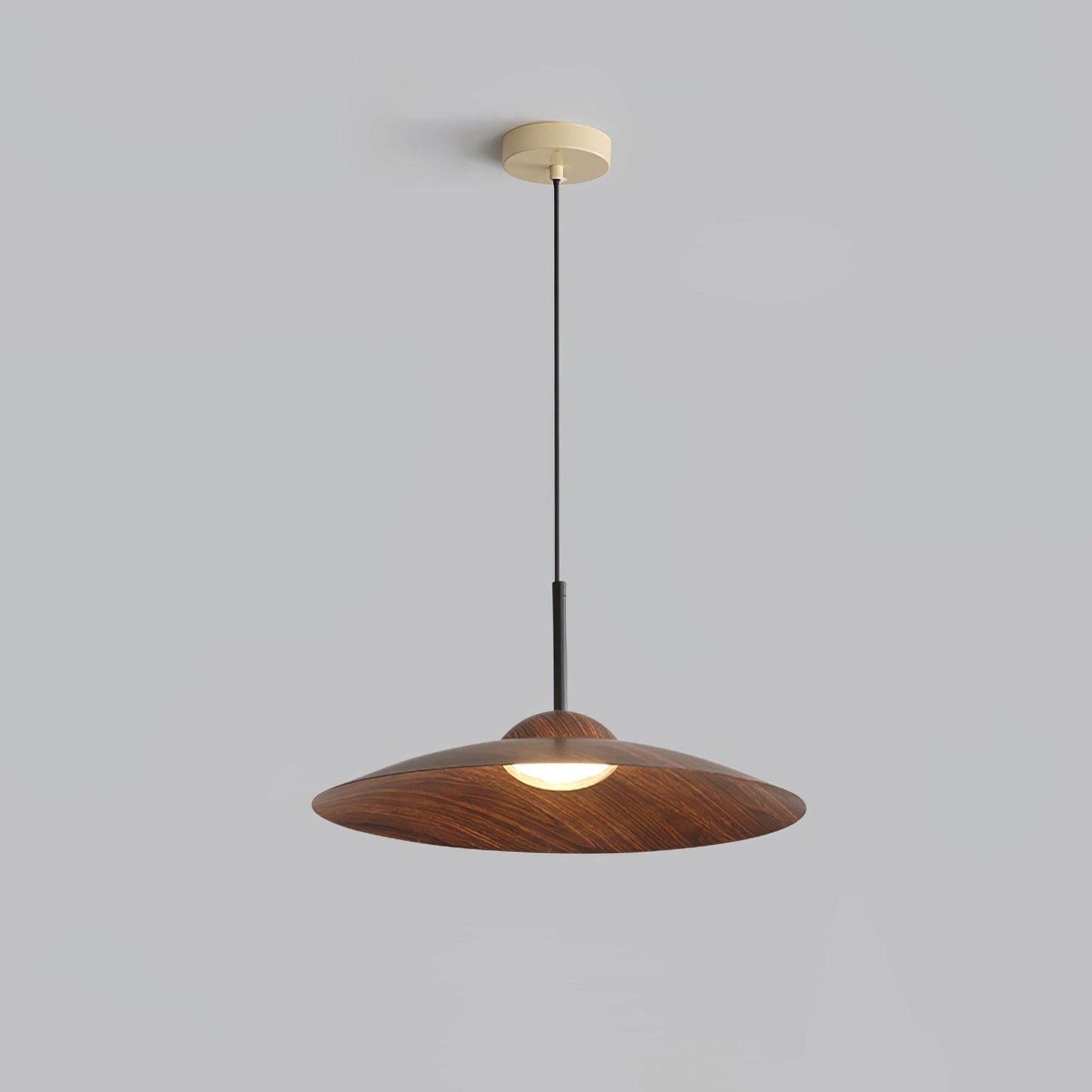 Arcadian Pendant Light ? 15.7″ x H 5.9″ / Dia 40cm x H 15cm / Hydrographic Walnut Wood Grain Finish / Warm Light