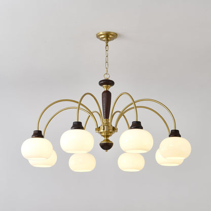 Arched Globe Chandelier 8 heads ? 36.2″ x H 15.7″ / Walnut Color & Gold Chandelier