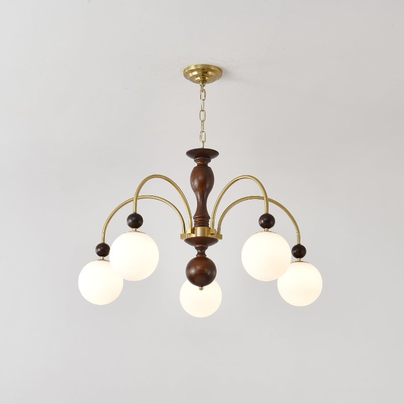 Archway Walnut Color Chandelier 5 heads Dia 25.6″ x H 20.9″ / Walnut Color & Gold Chandelier