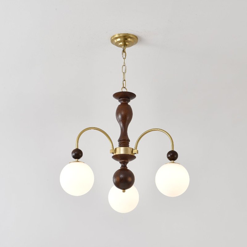 Archway Walnut Color Chandelier 3 heads Dia 25.6″ x H 20.9″ / Walnut Color & Gold Chandelier