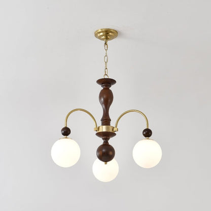 Archway Walnut Color Chandelier 3 heads Dia 25.6″ x H 20.9″ / Walnut Color & Gold Chandelier