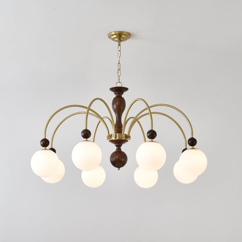 Archway Walnut Color Chandelier 8 heads Dia 41.3″ x H 20.9″ / Walnut Color & Gold Chandelier