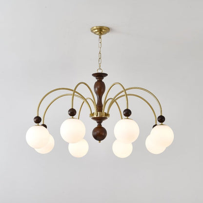 Archway Walnut Color Chandelier 8 heads Dia 41.3″ x H 20.9″ / Walnut Color & Gold Chandelier