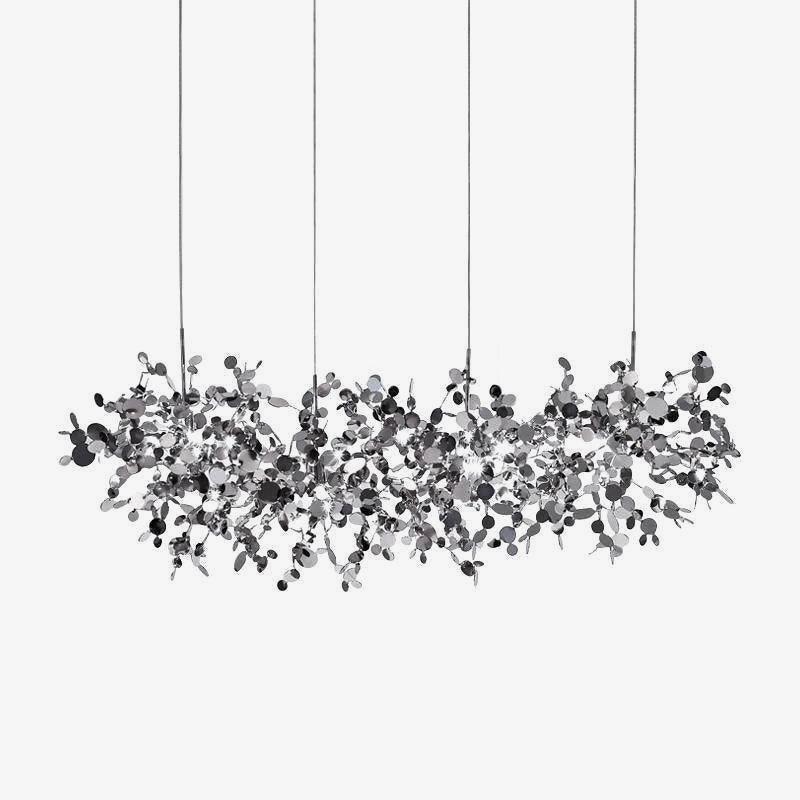 Luminex Pendant Lamp 4heads Long canopy: L 39.4″ x H 78.7″ / L 100cm x H 200cm (G9 lamp holder x 12) / Stainless steel