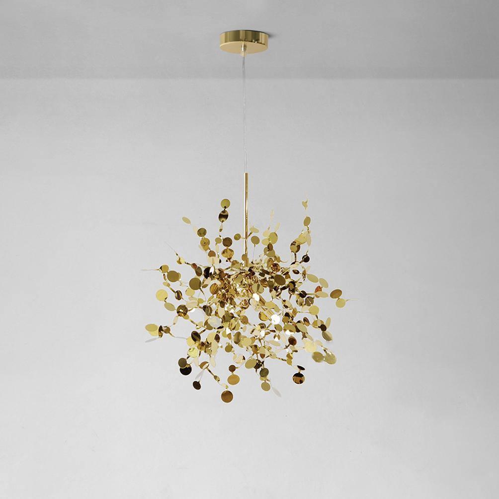 Luminex Pendant Lamp ? 15.7″ x H 74.8″ / Dia 40cm x H 190cm (G9 lamp holder x 3) / Gold plated Chandelier