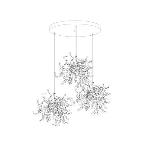 Luminex Pendant Lamp 3heads Round canopy: ? 15.7″ x H 78.7″ / Dia 40cm x H 200cm (G9 lamp holder x 9) / Stainless steel