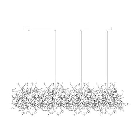 Luminex Pendant Lamp 4heads Long canopy: L 39.4″ x H 78.7″ / L 100cm x H 200cm (G9 lamp holder x 12) / Gold plated