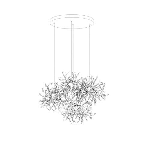Luminex Pendant Lamp 4heads Round canopy: ? 23.6″ x H 78.7″ / Dia 60cm x H 200cm (G9 lamp holder x 12) / Stainless