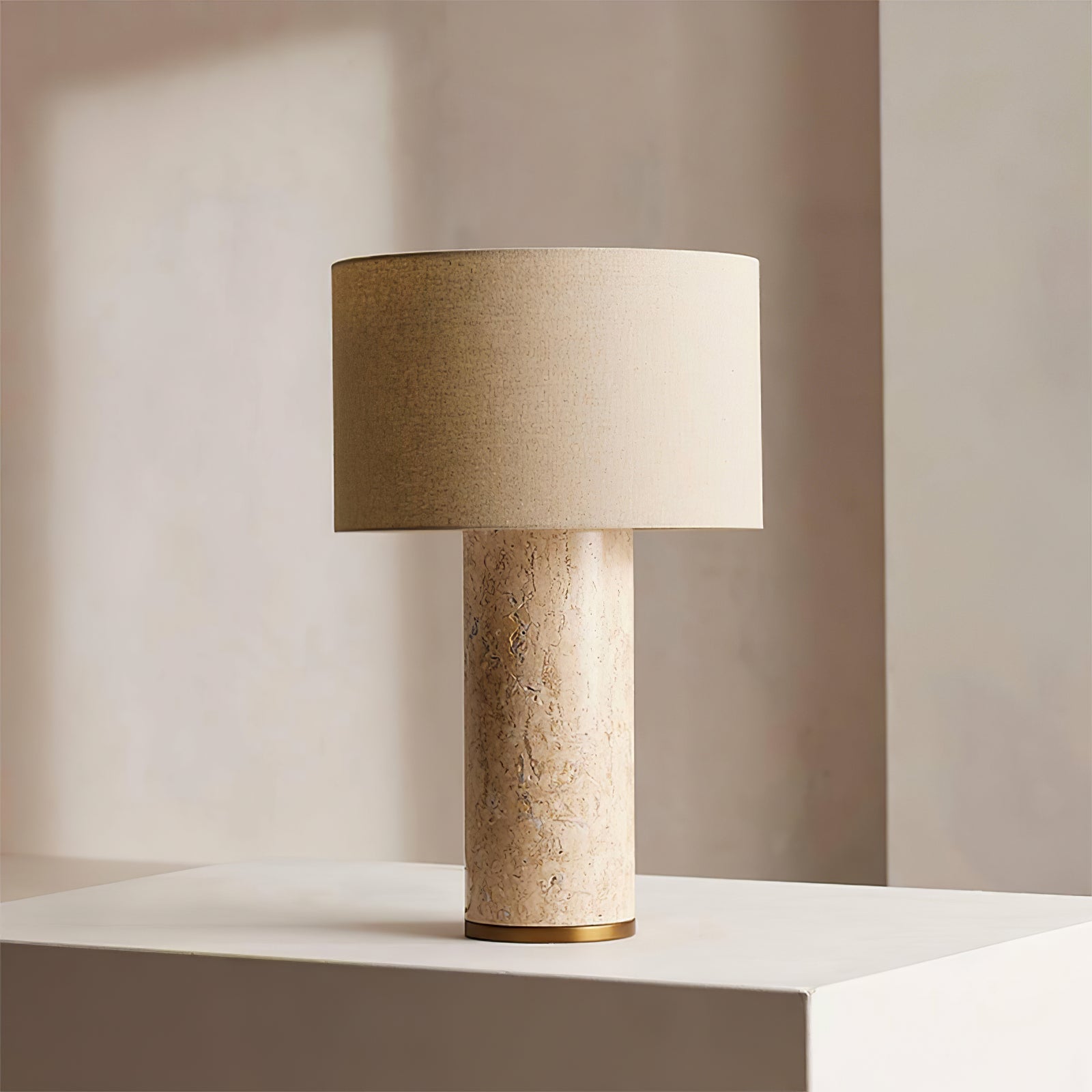Aria Stone Table Lamp ? 13.8″ x H 21.3″ / Yellow Travertine & Beige / US Plug 1001 Table lamp