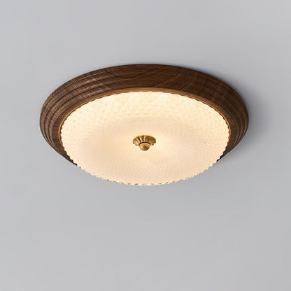 Arlington Ceiling Lamp Dia 13″ x H 3.9″ / Dia 33cm x H 10cm / Walnut & Opaque / Warm Light Ceiling lamp