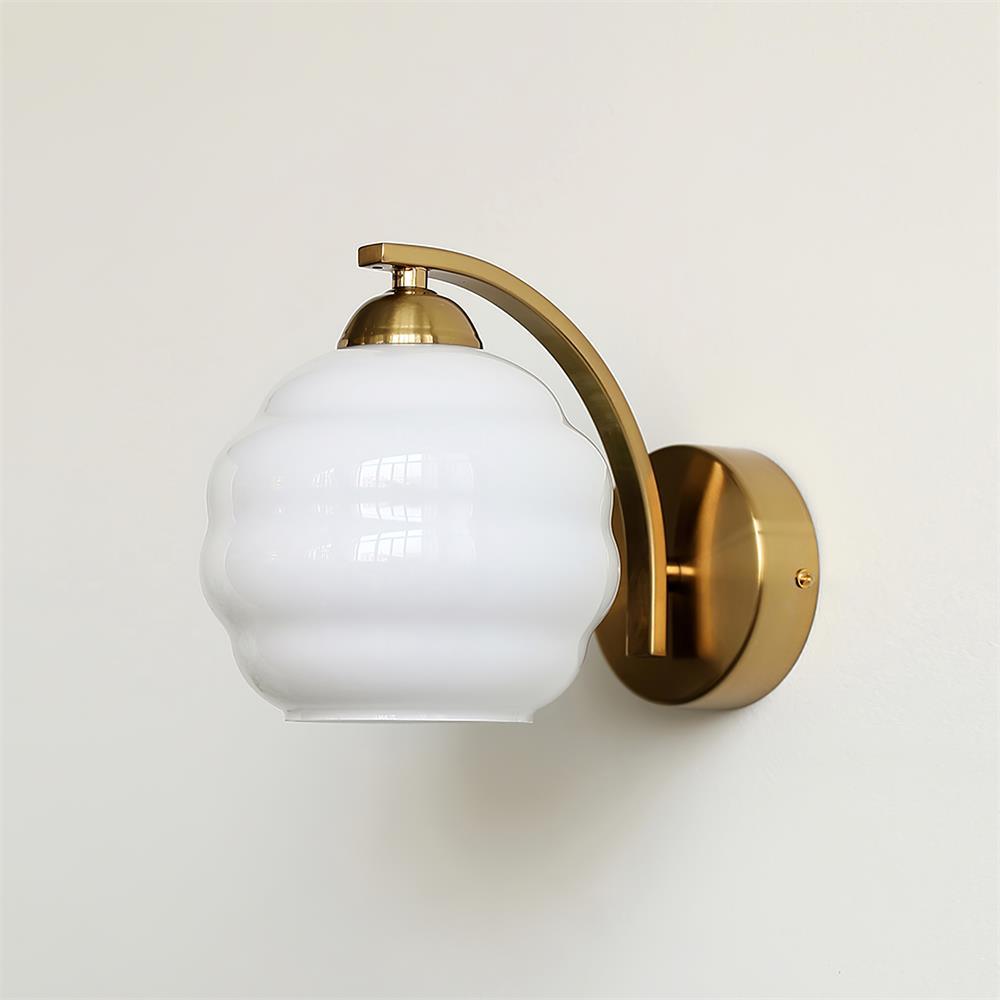 Art Deco Vintage Wall Lamp Dia 5.9″ x H 6.3″ / Dia 15cm x H 16cm / Gold + White Wall lamp