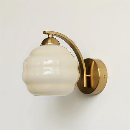 Art Deco Vintage Wall Lamp Dia 5.9″ x H 6.3″ / Dia 15cm x H 16cm / Gold + Beige Wall lamp
