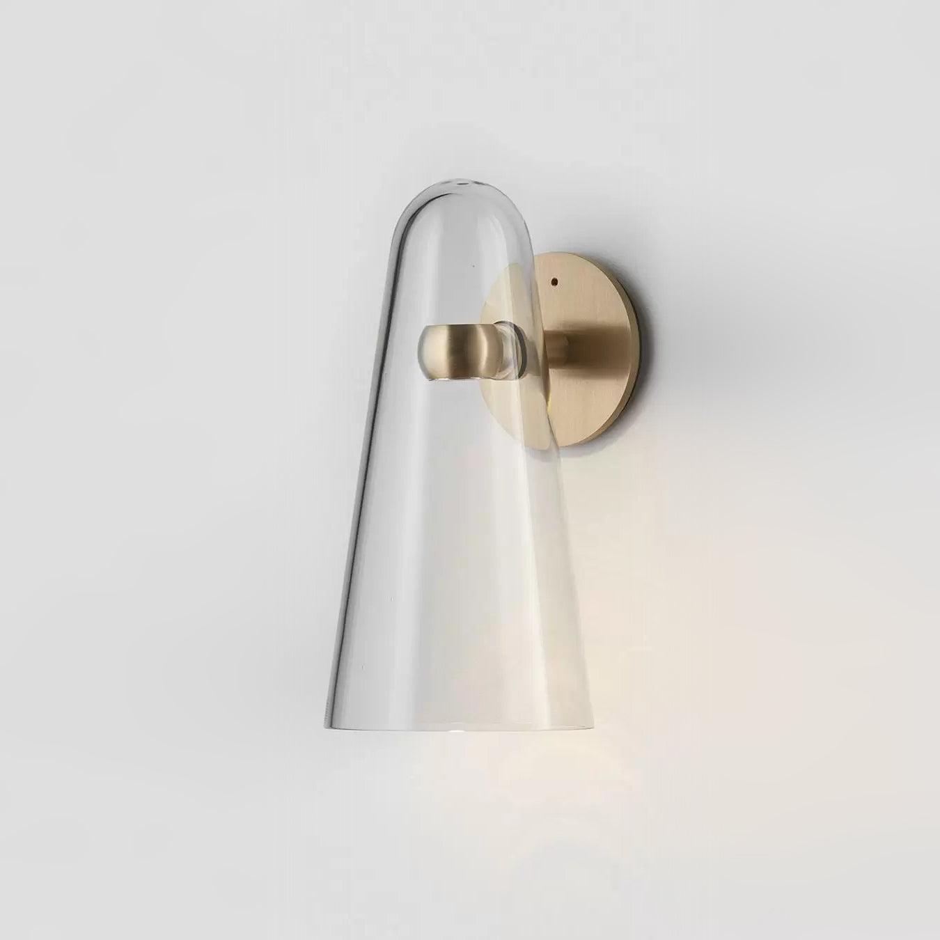 Conical Glass Wall Lamp Dia 5.1″ x H 10″ / Dia 13cm x H 25.5cm / Gold & Clear / Warm Light 1001 Wall lamp
