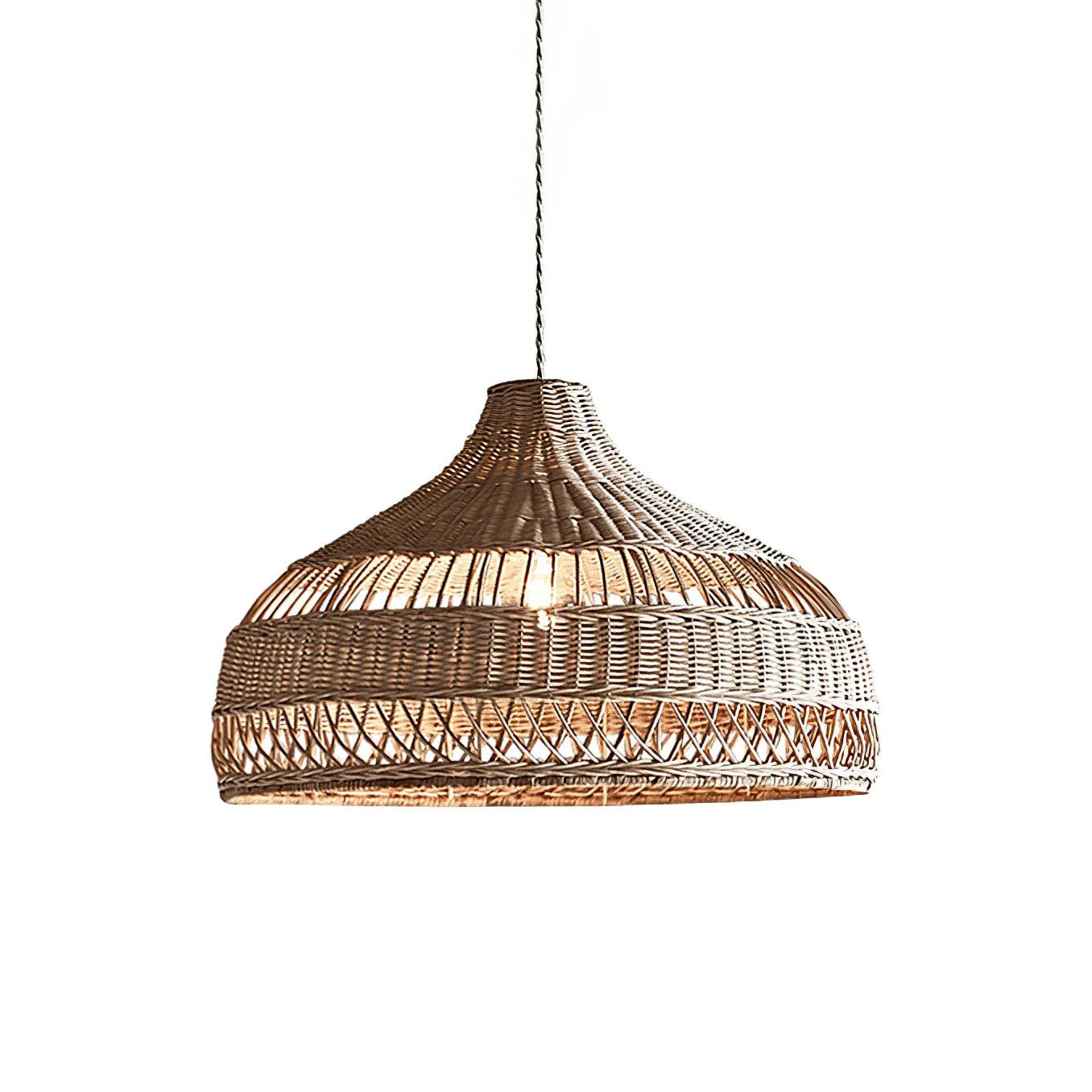 Artisanal Rattan Dome Pendant Lamp Dia 19.7″ x H 12.6″ / Dia 50cm x H 32cm / Natural rattan Pendant light
