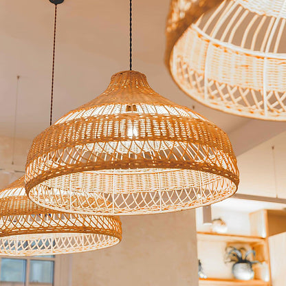 Artisanal Rattan Dome Pendant Lamp Pendant light