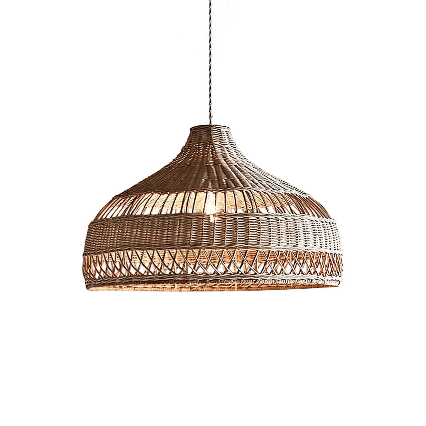 Artisanal Rattan Dome Pendant Lamp Dia 15.7″ x H 10.6″ / Dia 40cm x H 27cm / Natural rattan Pendant light