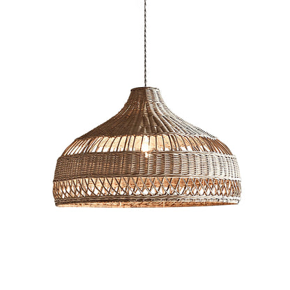 Artisanal Rattan Dome Pendant Lamp Dia 23.6″ x H 15.7″ / Dia 60cm x H 40cm / Natural rattan Pendant light