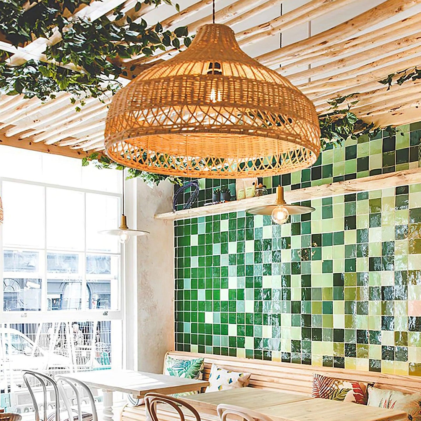 Artisanal Rattan Dome Pendant Lamp Pendant light
