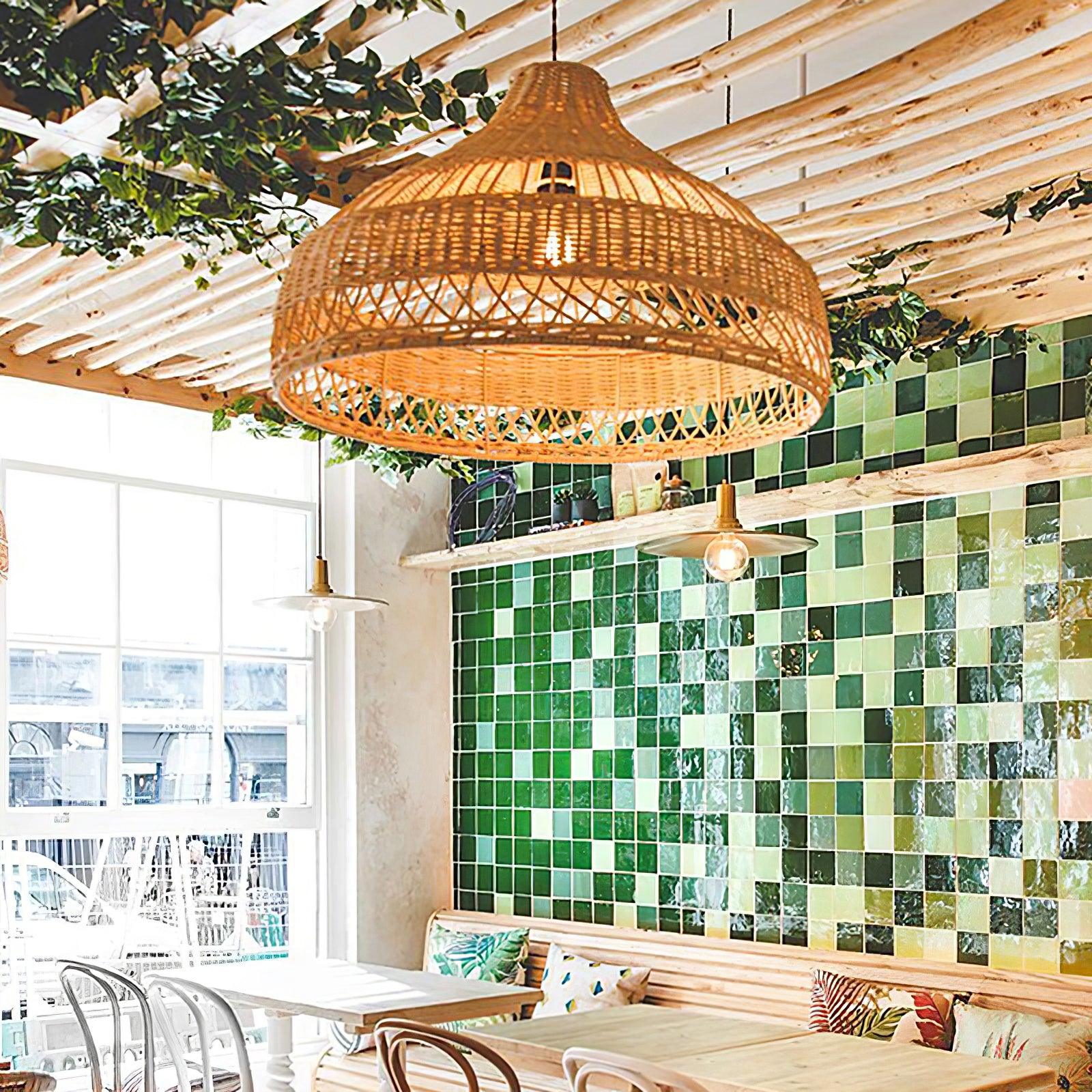 Artisanal Rattan Dome Pendant Lamp Pendant light