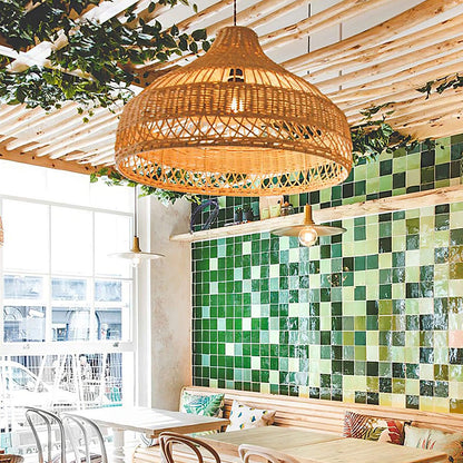 Artisanal Rattan Dome Pendant Lamp Pendant light