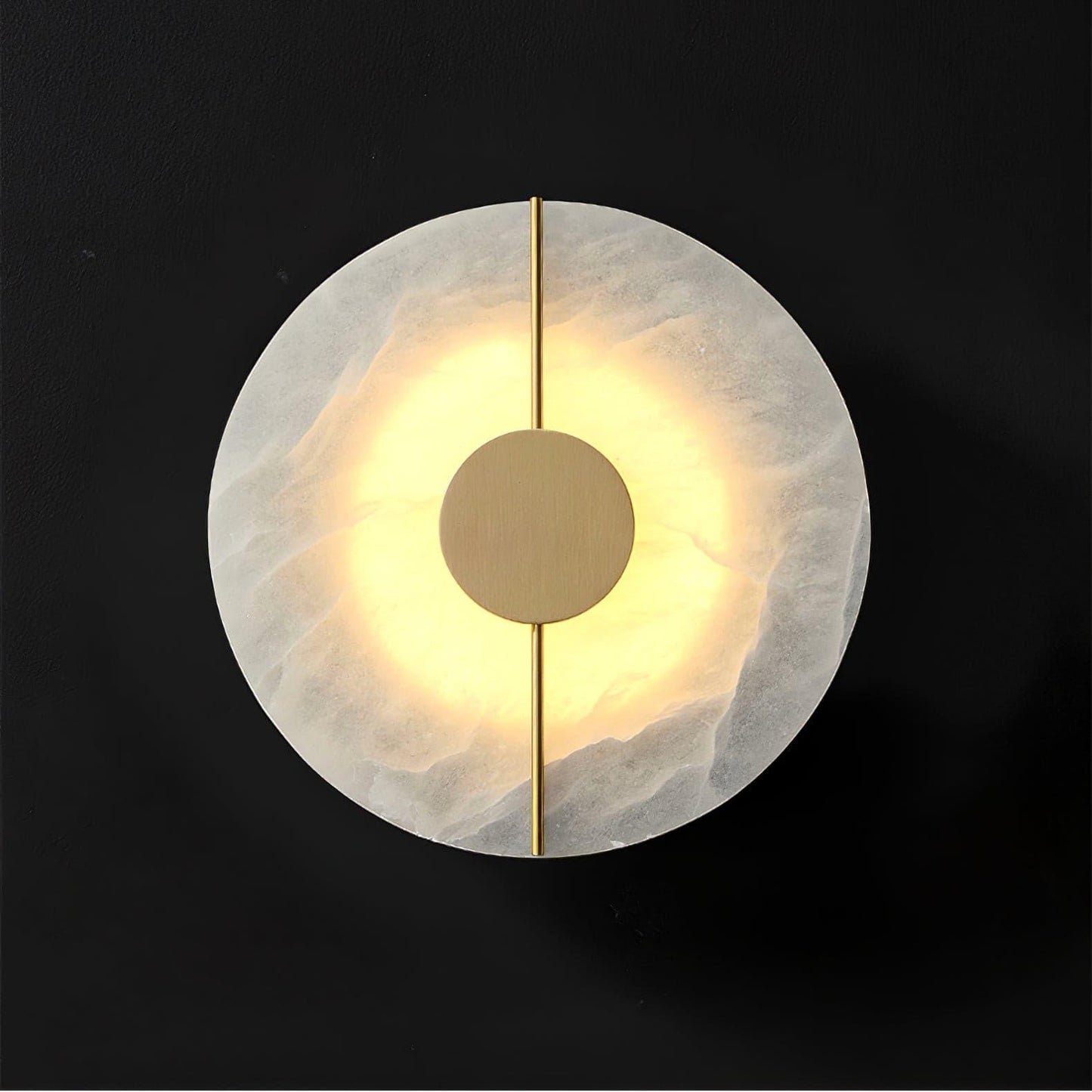 Artistic Alabaster Wall Lamp Dia 7.9″ x H 7.9″ / Dia 20cm x H 20cm / White & Brass / Warm Light Wall lamp