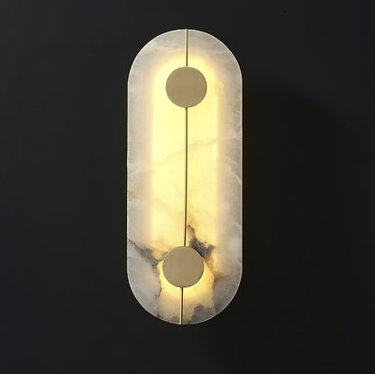 Artistic Alabaster Wall Lamp Dia 6.5″ x H 16.7″ / Dia 16.5cm x H 42.5cm / White & Brass / Warm Light Wall lamp