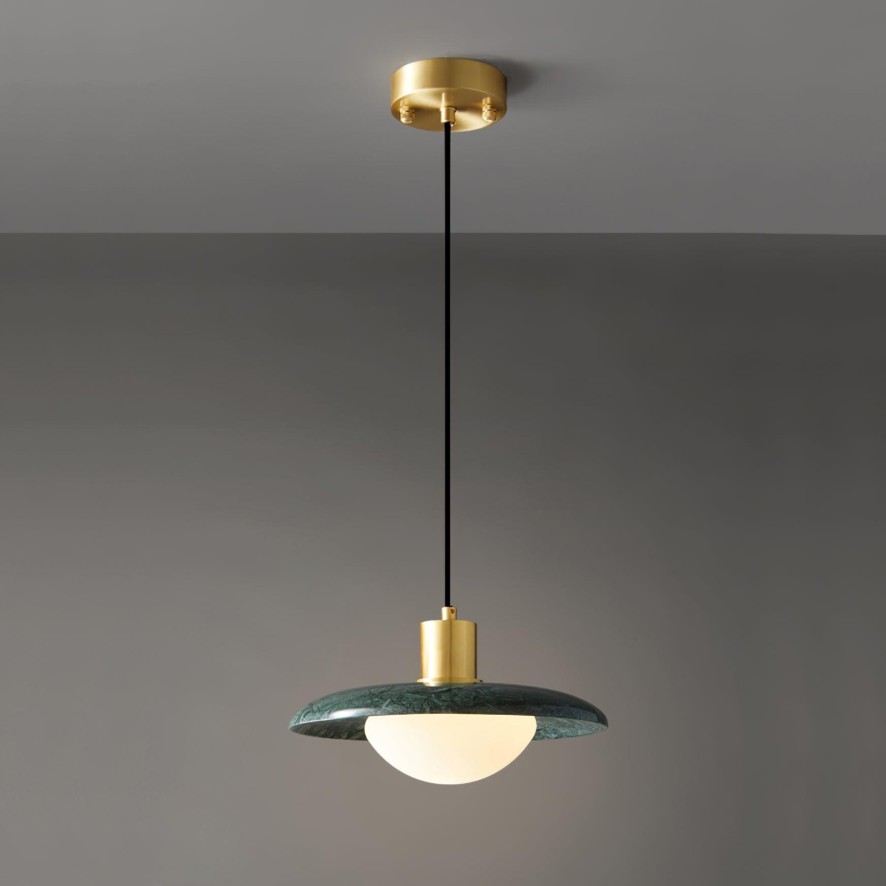 Arundel Mushroom Pendant Light ? 9.8″ x H 5.1″ / Dia 25cm x H 13cm / Brass & Green Pendant light